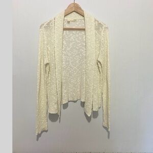 Eileen Fisher Women’s M Ivory Open Knit Cardigan Cotton Linen‎ Blend Minimalist